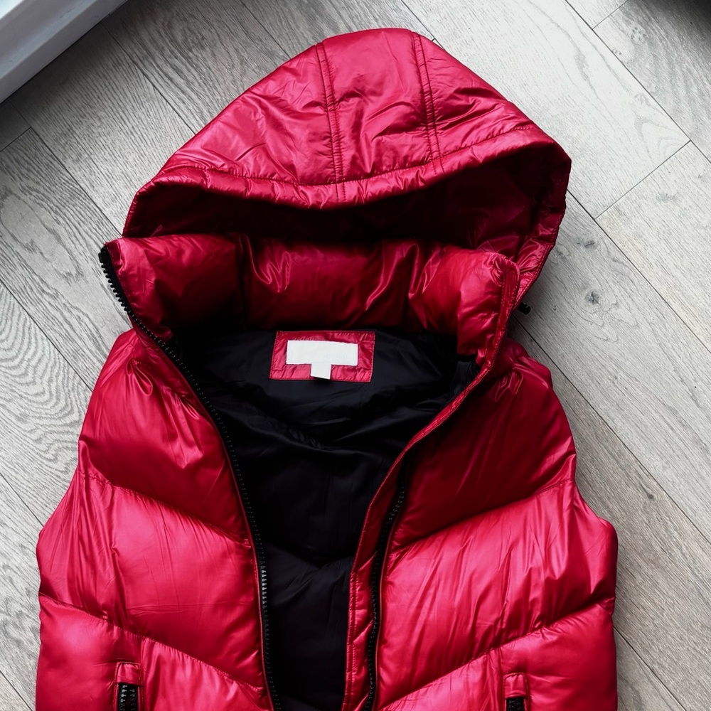 Michael Kors hooded red puffer vest